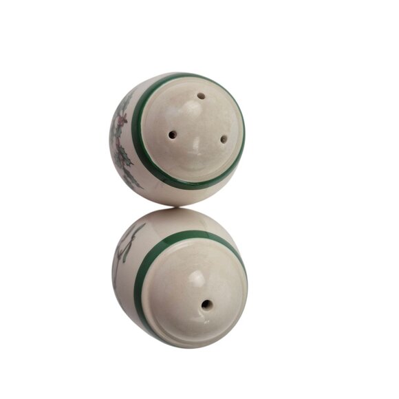 Spode Christmas Tree Salt And Pepper Shakers Wide Green Band England Vintage Wit - Picture 9 of 11